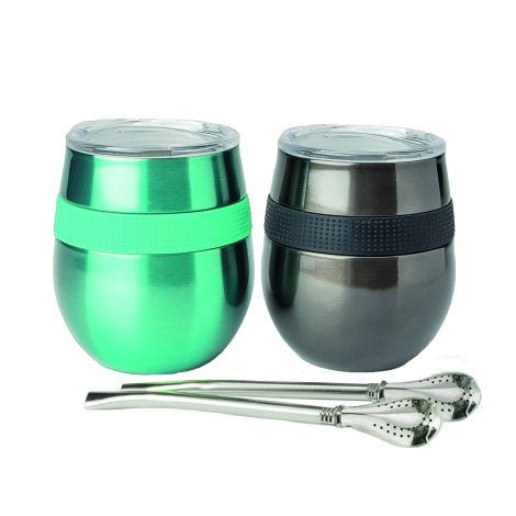 Set De 2 Mug Hierba Mate Cucao 230ml. Verde Doite