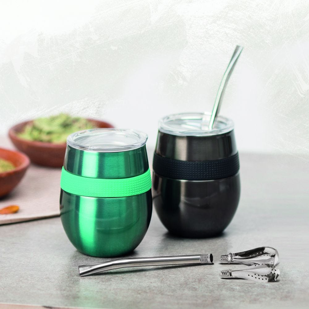 Set De 2 Mug Hierba Mate Cucao 230ml. Verde Doite